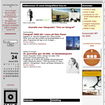 Websiden fotografiens-hus.no – anno 2005